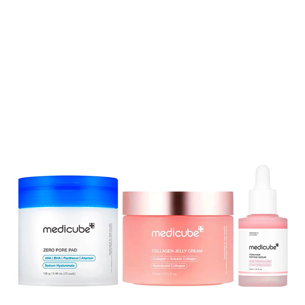 Kit Medicube Collagen Jelly Cream 50 ml + Pads Zero Pore (70 unidades) + Sérum PDRN Pink Peptide 30 ml
