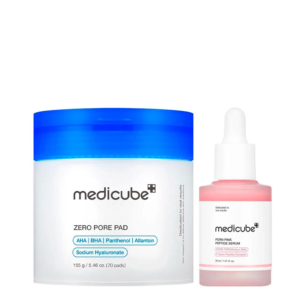 Kit Medicube Pads Zero Pore (70 unidades) + Sérum PDRN Pink Peptide 30 ml