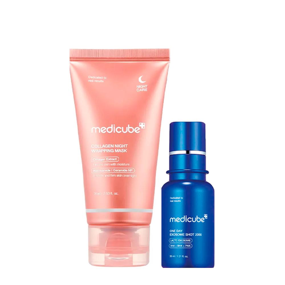 Kit Medicube Máscara Noturna Collagen 75 ml + Sérum One Day Exosome 30 ml