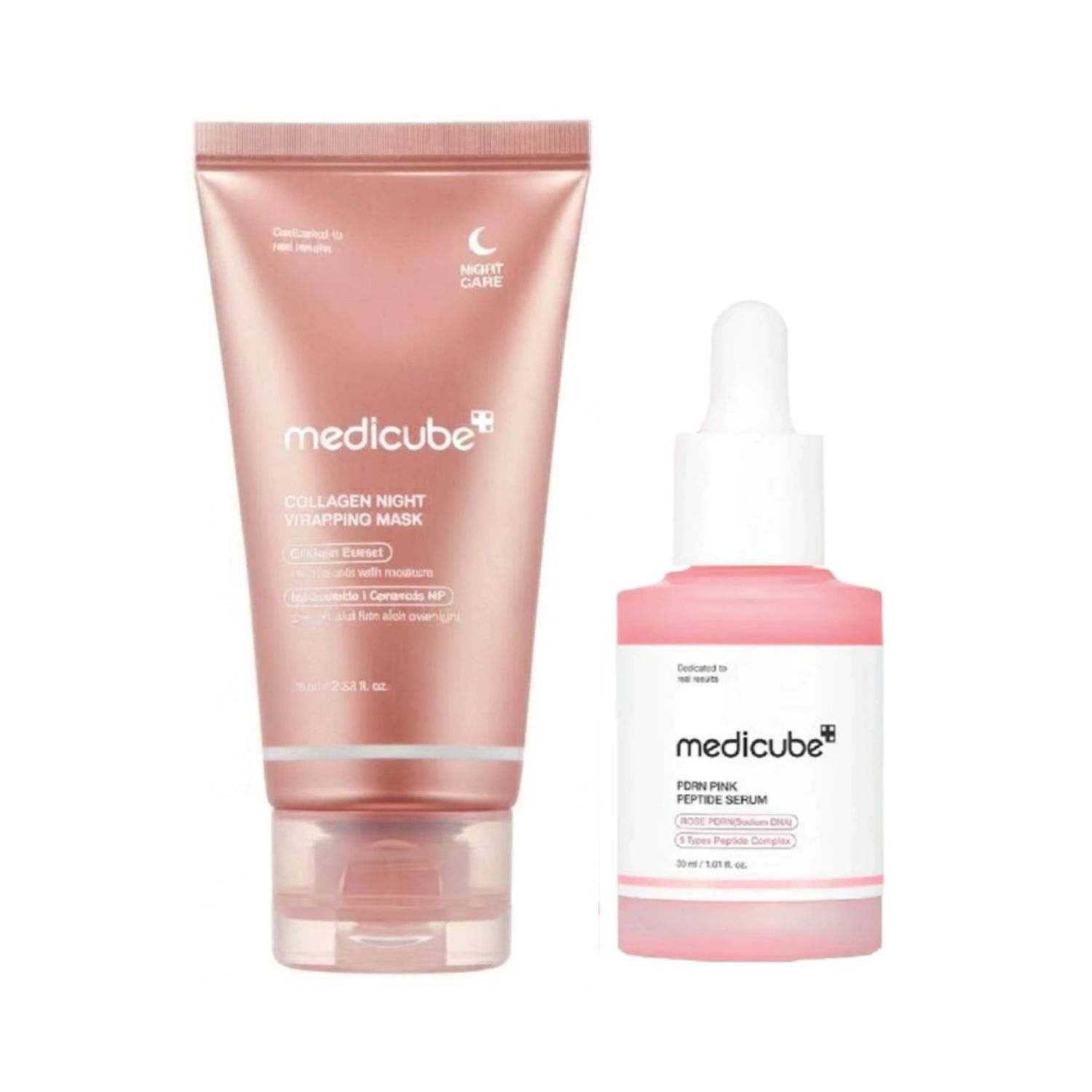 Kit Medicube Máscara Noturna Collagen 75 ml + Sérum PDRN Pink Peptide 30 ml