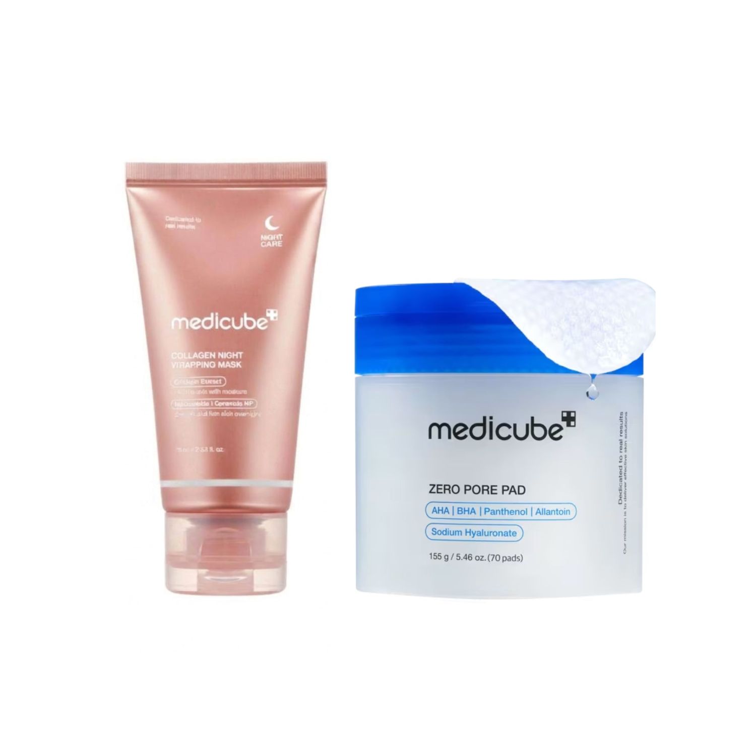 Kit Medicube Máscara Noturna Collagen 75 ml + Pads Zero Pore Mild